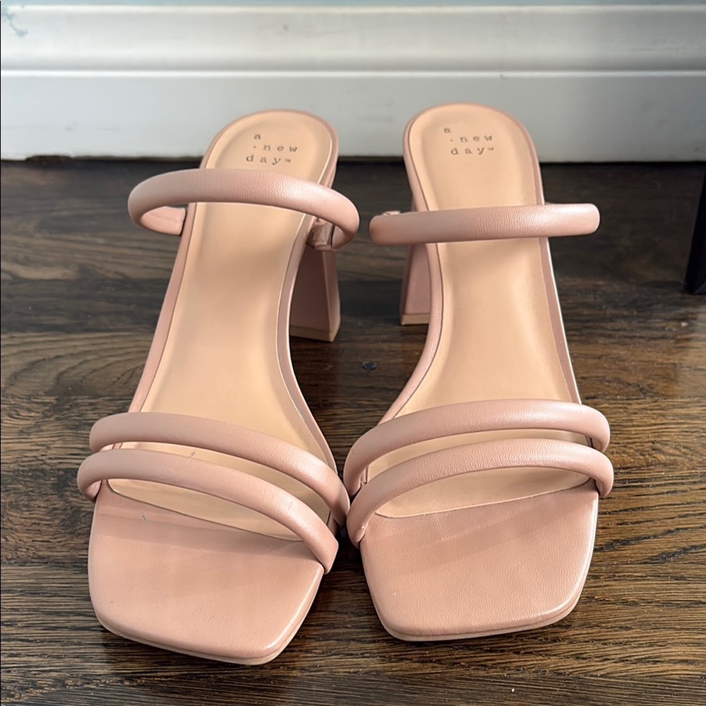 A New Day Neutral Mule Strappy Heels /Sandals